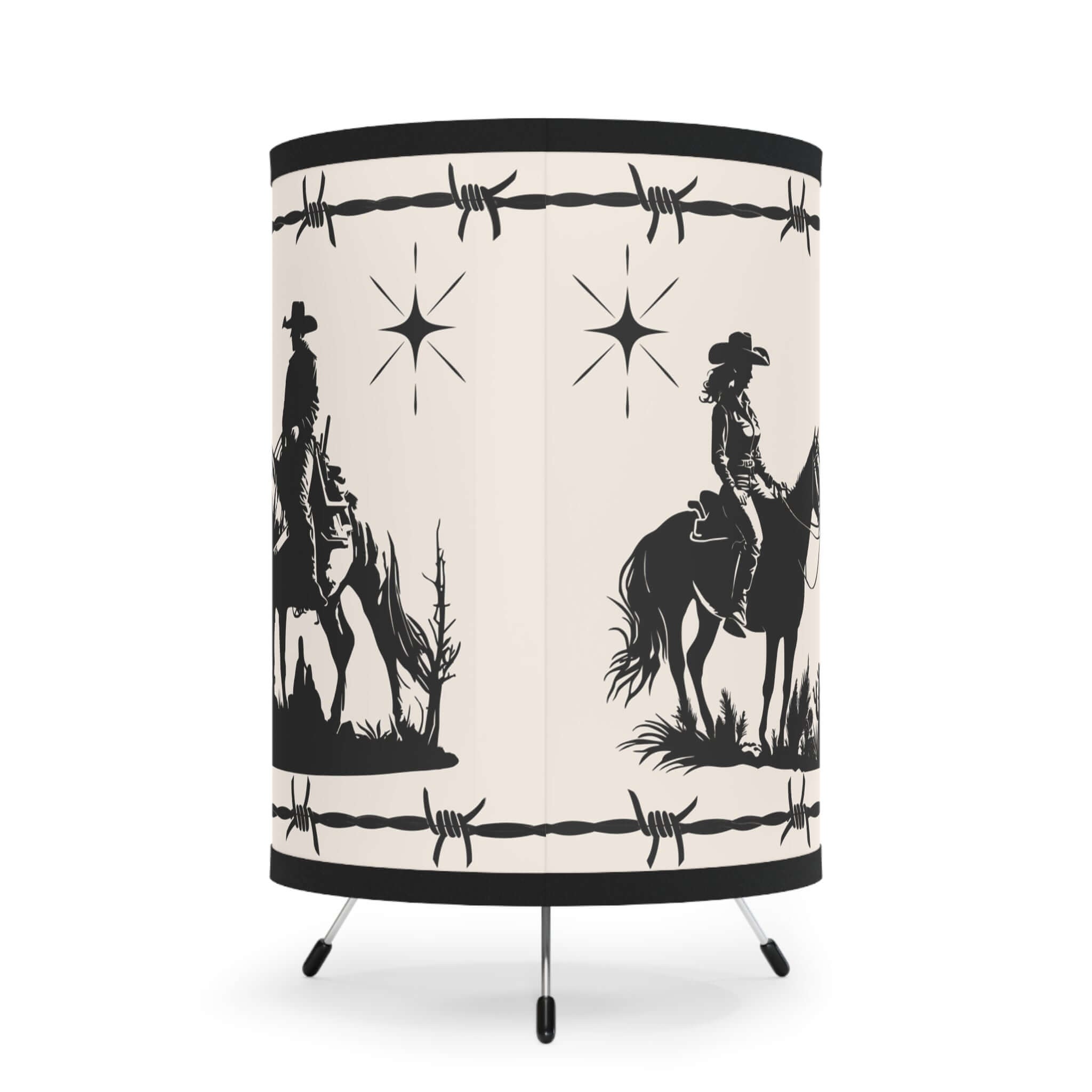 Western Cowboy Tripod Lamp — Western Printed Nightshade