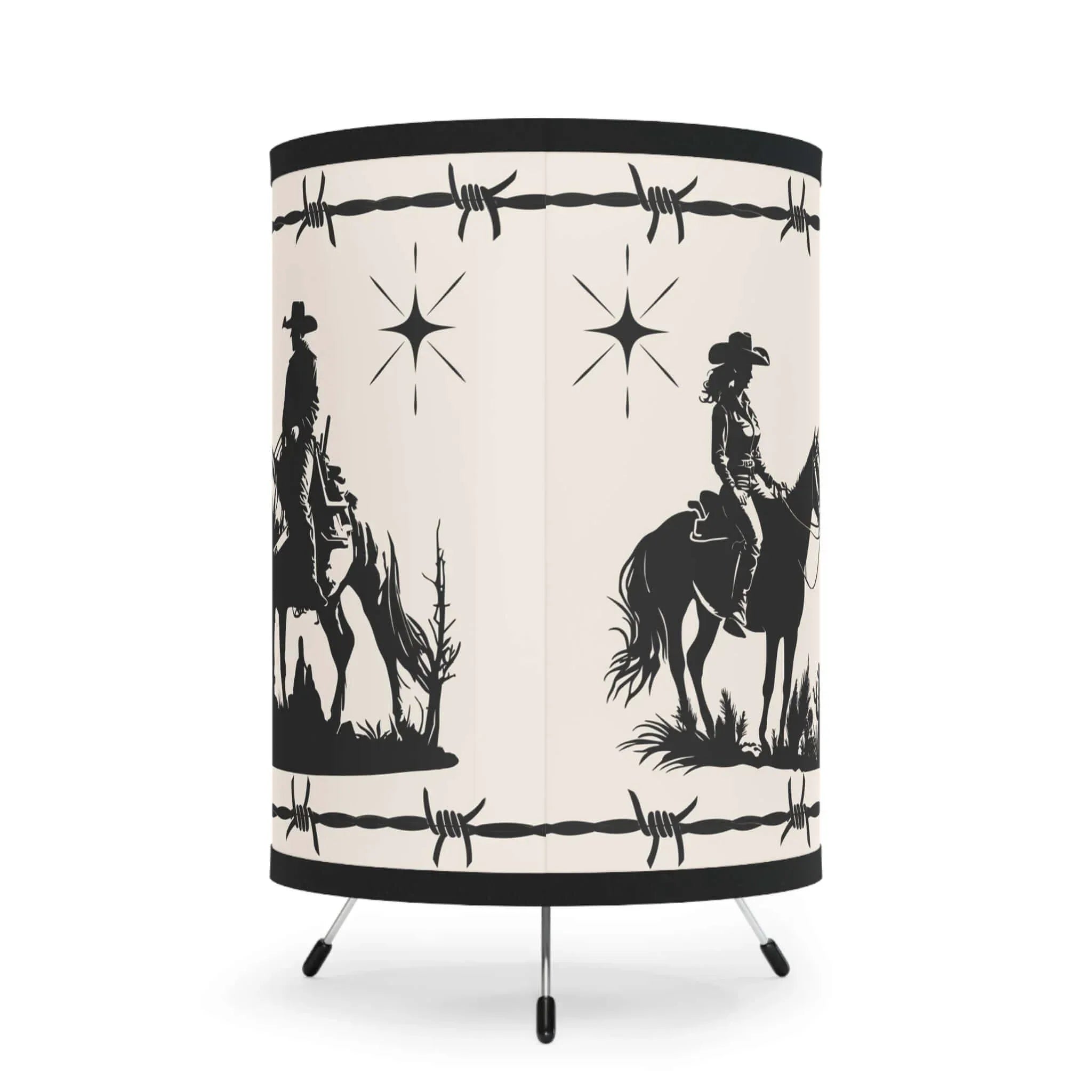 Western Cowboy Tripod Lamp β Western Printed Nightshade - The Best New Thing