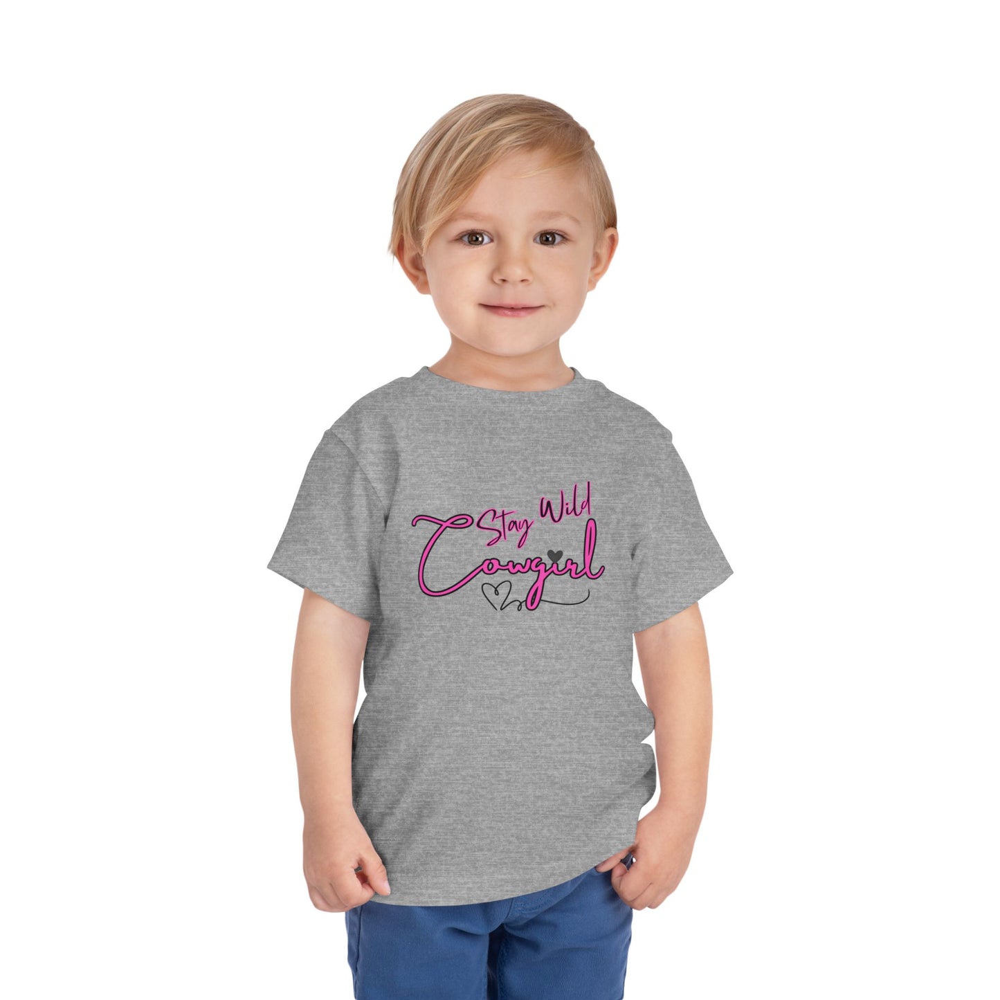 Toddler Cowgirl Tee featuring playful 'Stay Wild Cowgirl' design, perfect for young adventurers in children apparel.