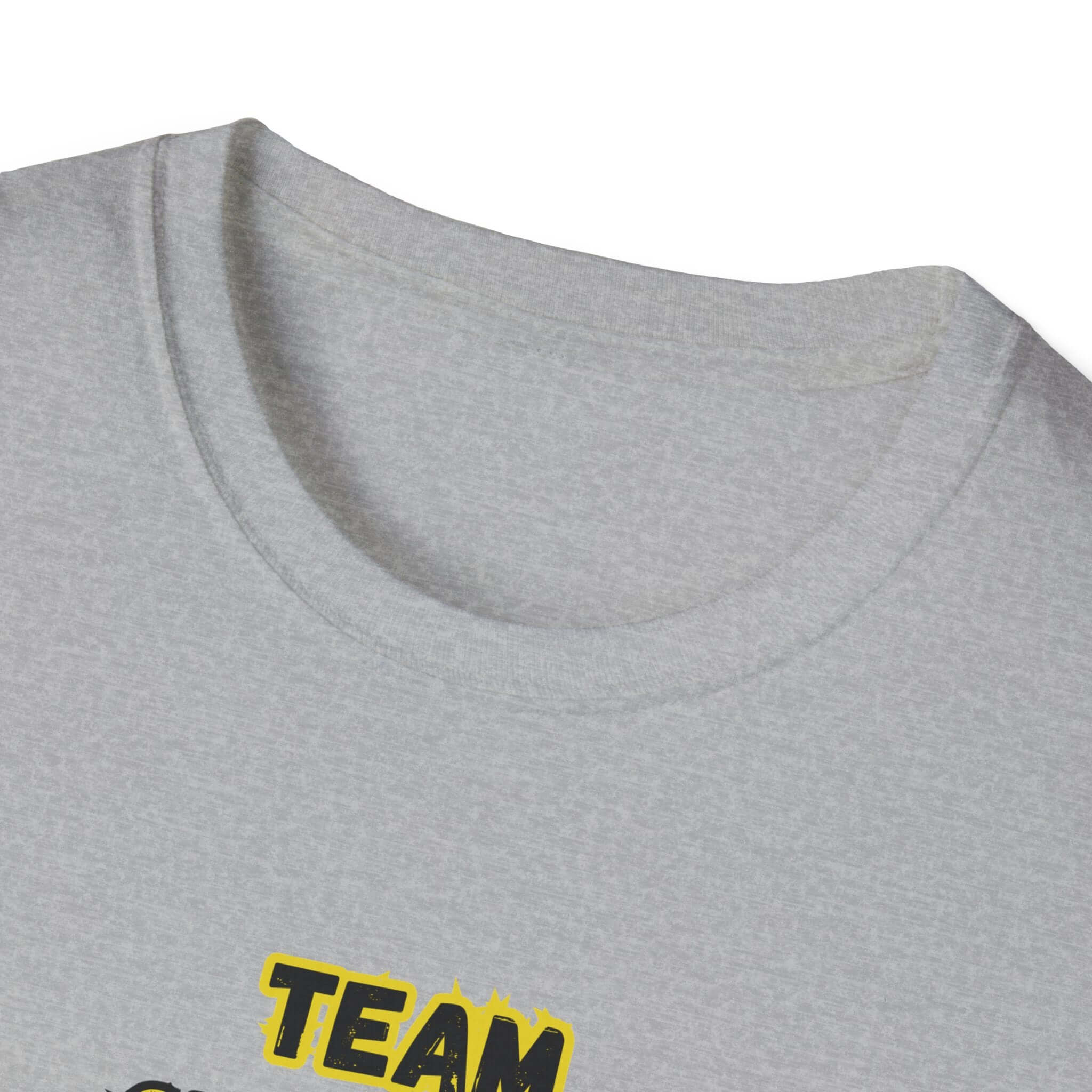 Charolais T-Shirt, close-up of the neckline and design, perfect for Charolais cattle farmers.