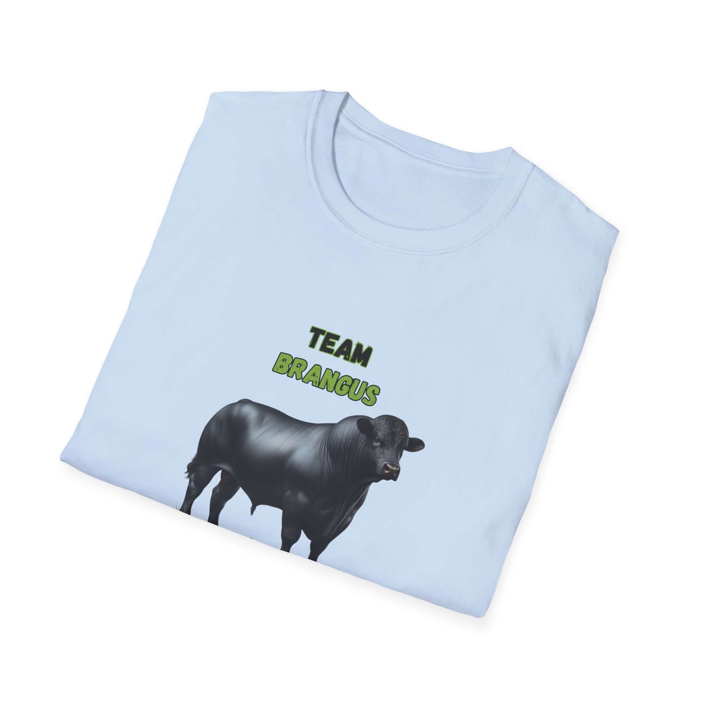 Brangus Cattle Farmer Tee with Team Brangus print and black cow design