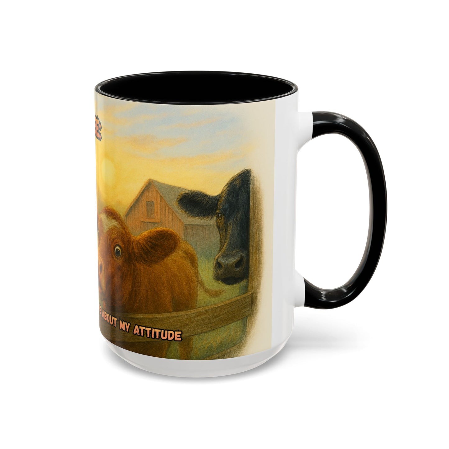 Cow Farm Mug featuring cows and a humorous quote, perfect gift for cow lovers and ranching enthusiasts.
