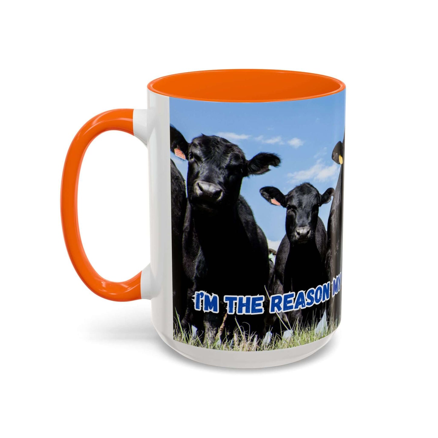 Black Angus Coffee Mug featuring playful artwork and humorous quote, perfect gift for Dad.