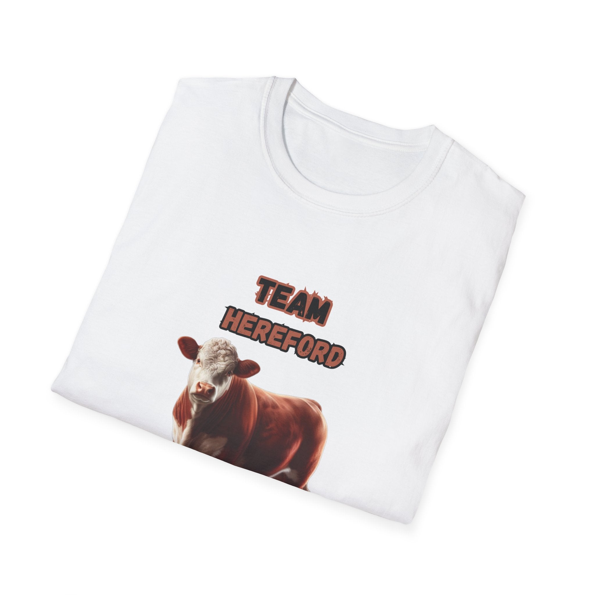 Hereford T-Shirt featuring a Hereford cow and bold 'TEAM HEREFORD' lettering on a white background.