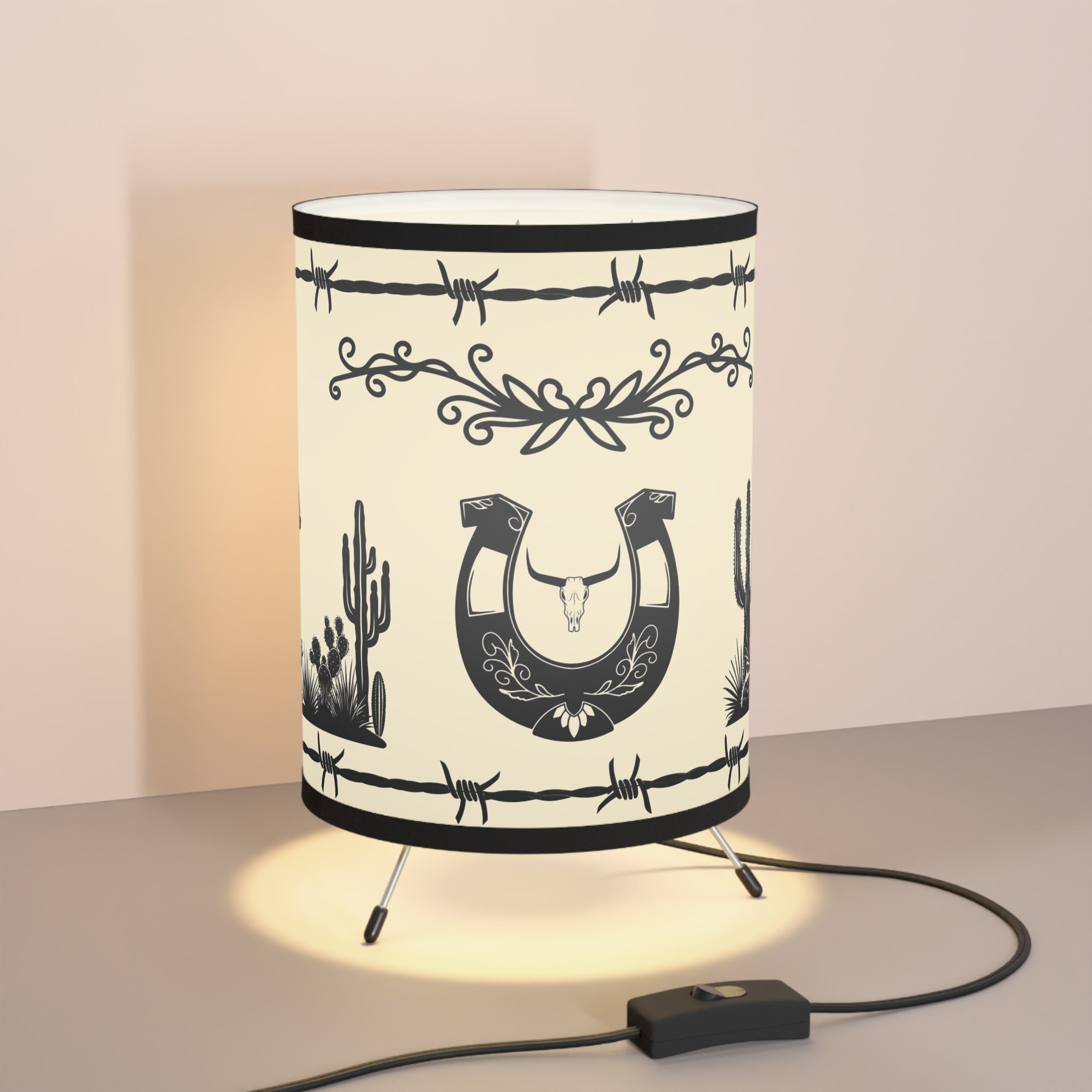 Western Cowboy Tripod Lamp — Western Printed Nightshade