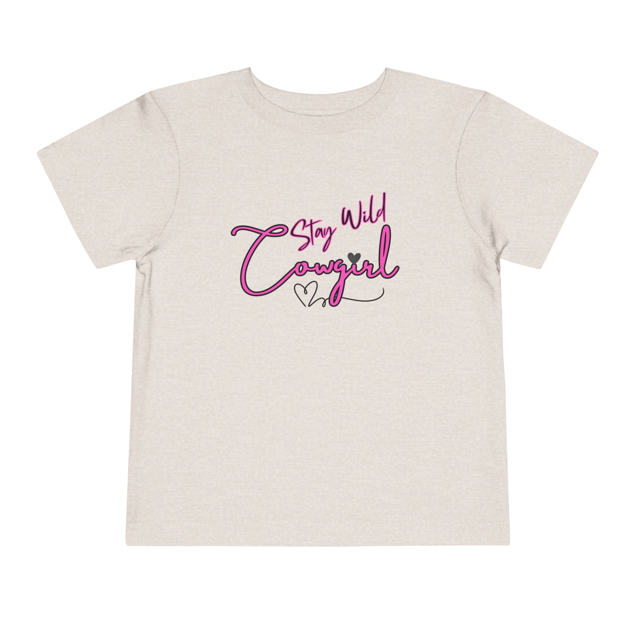 Toddler Cowgirl Tee with playful 'Stay Wild Cowgirl' design on soft lightweight fabric.