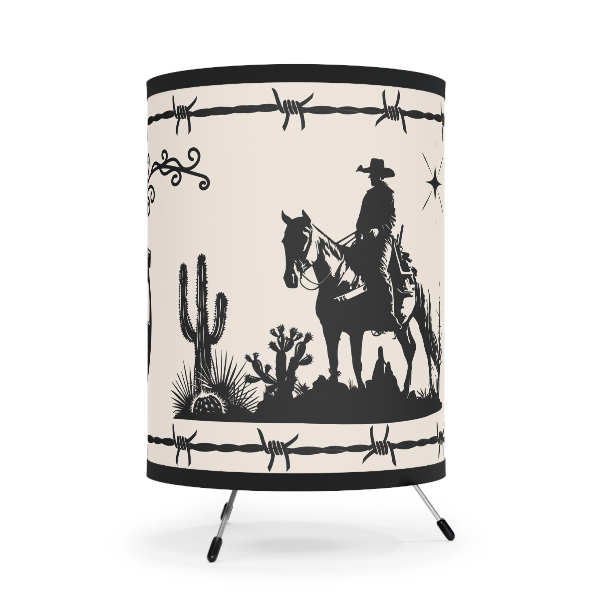 Western Cowboy Tripod Lamp — Western Printed Nightshade
