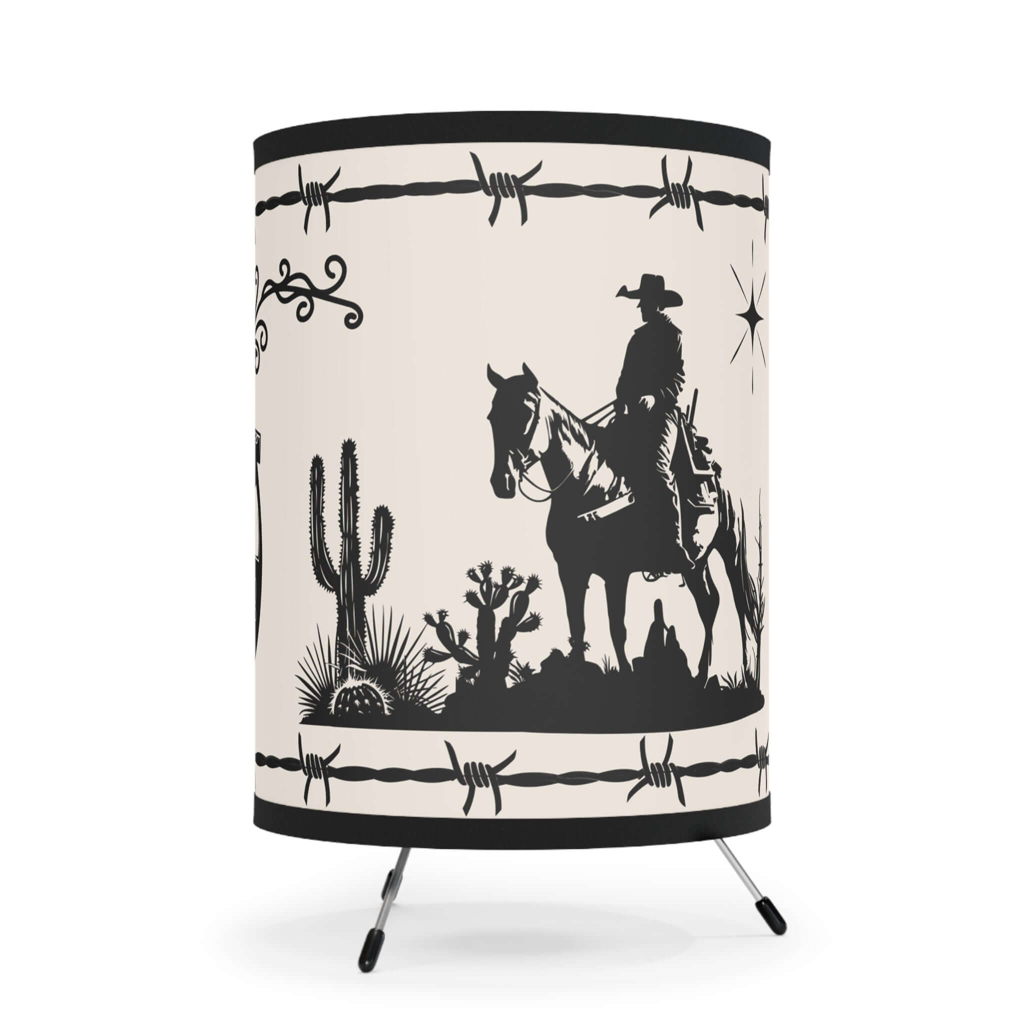 Western Cowboy Tripod Lamp — Western Printed Nightshade