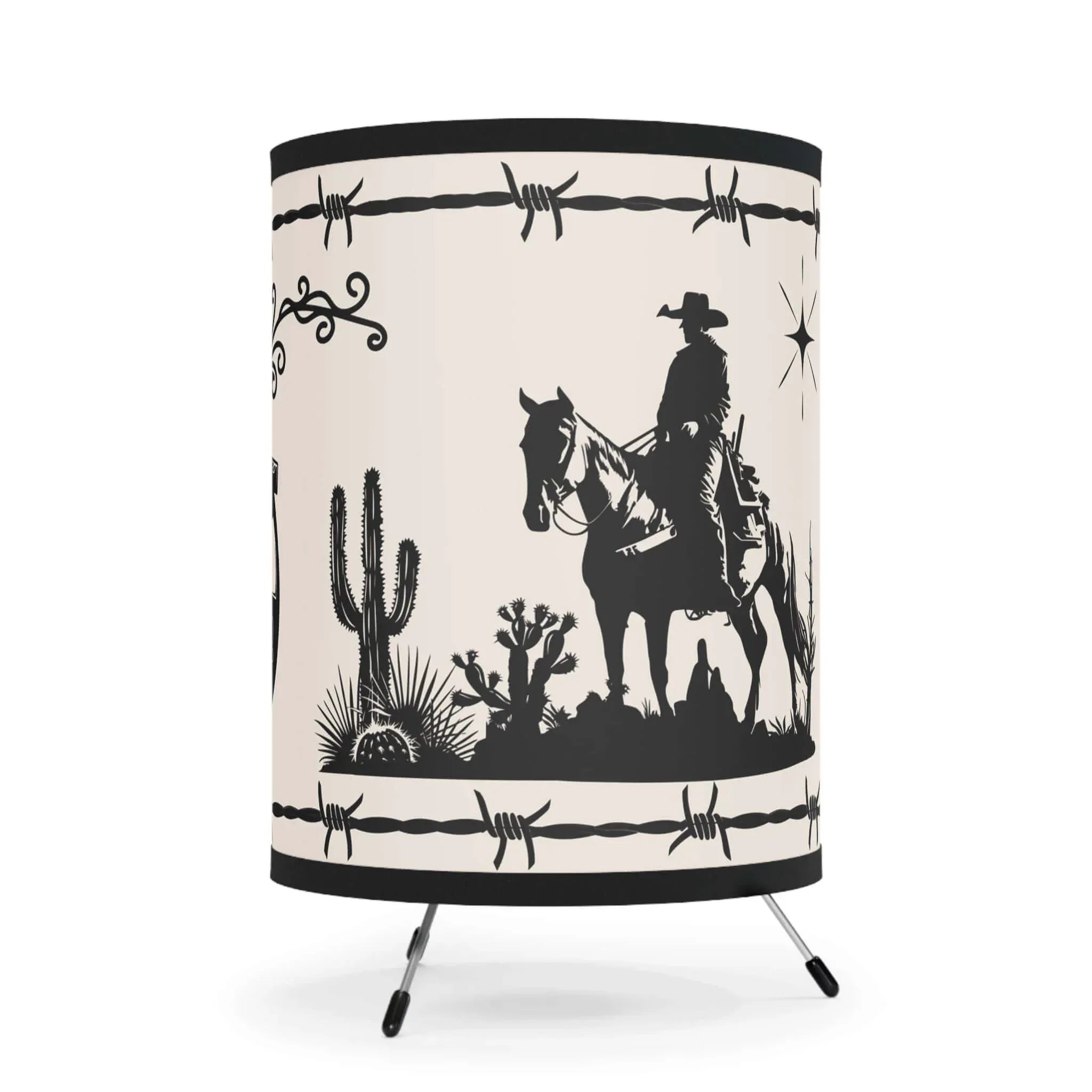 Western Cowboy Tripod Lamp β Western Printed Nightshade - The Best New Thing