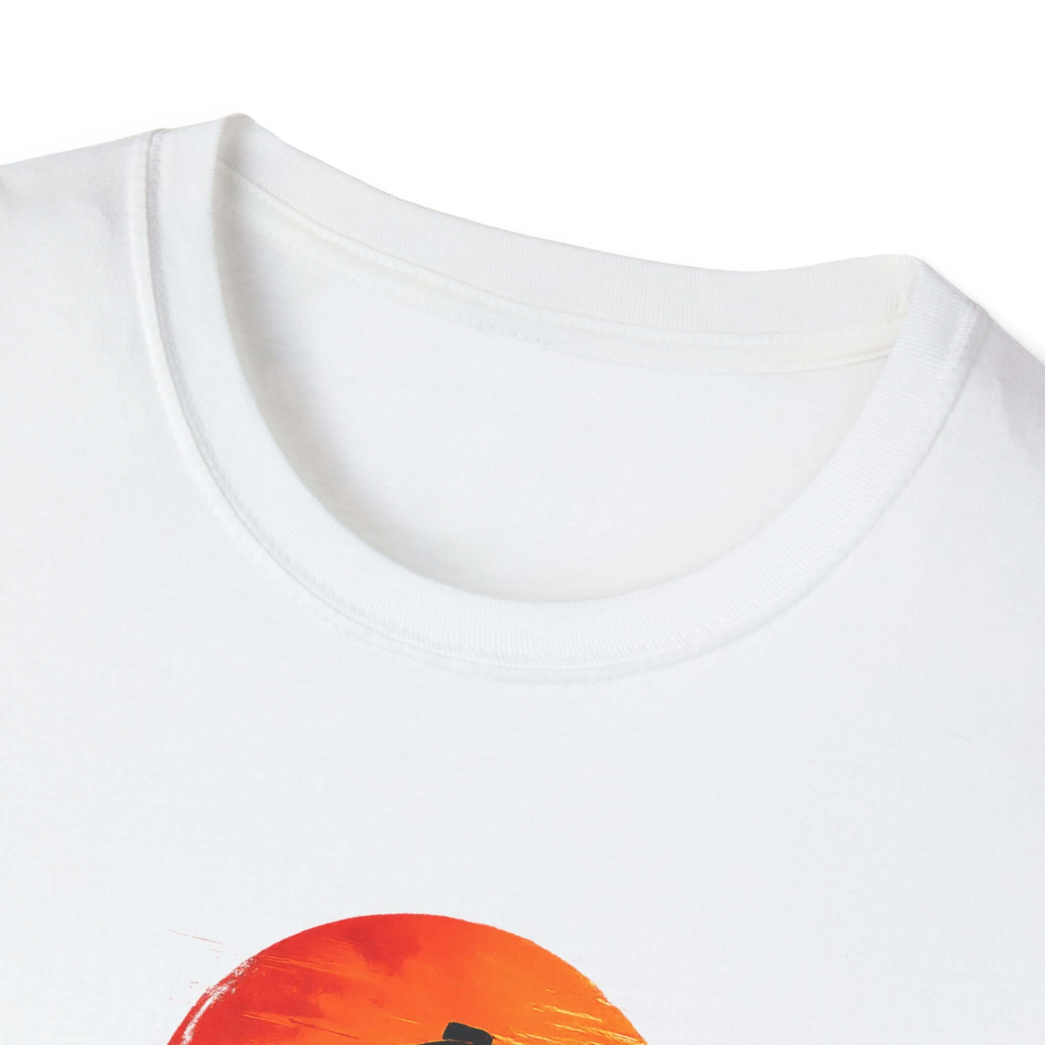 Close-up of the neckline of the Long Live the Cowboy, Western Horse T-Shirt for Men.