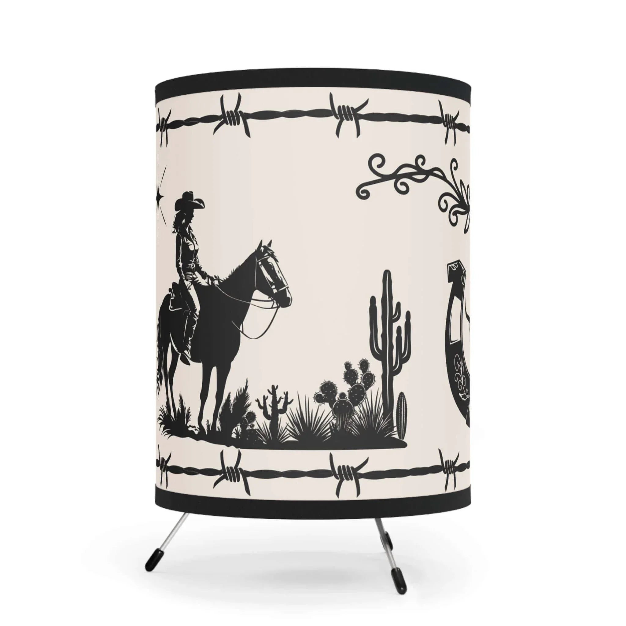 Western Cowboy Tripod Lamp β Western Printed Nightshade - The Best New Thing