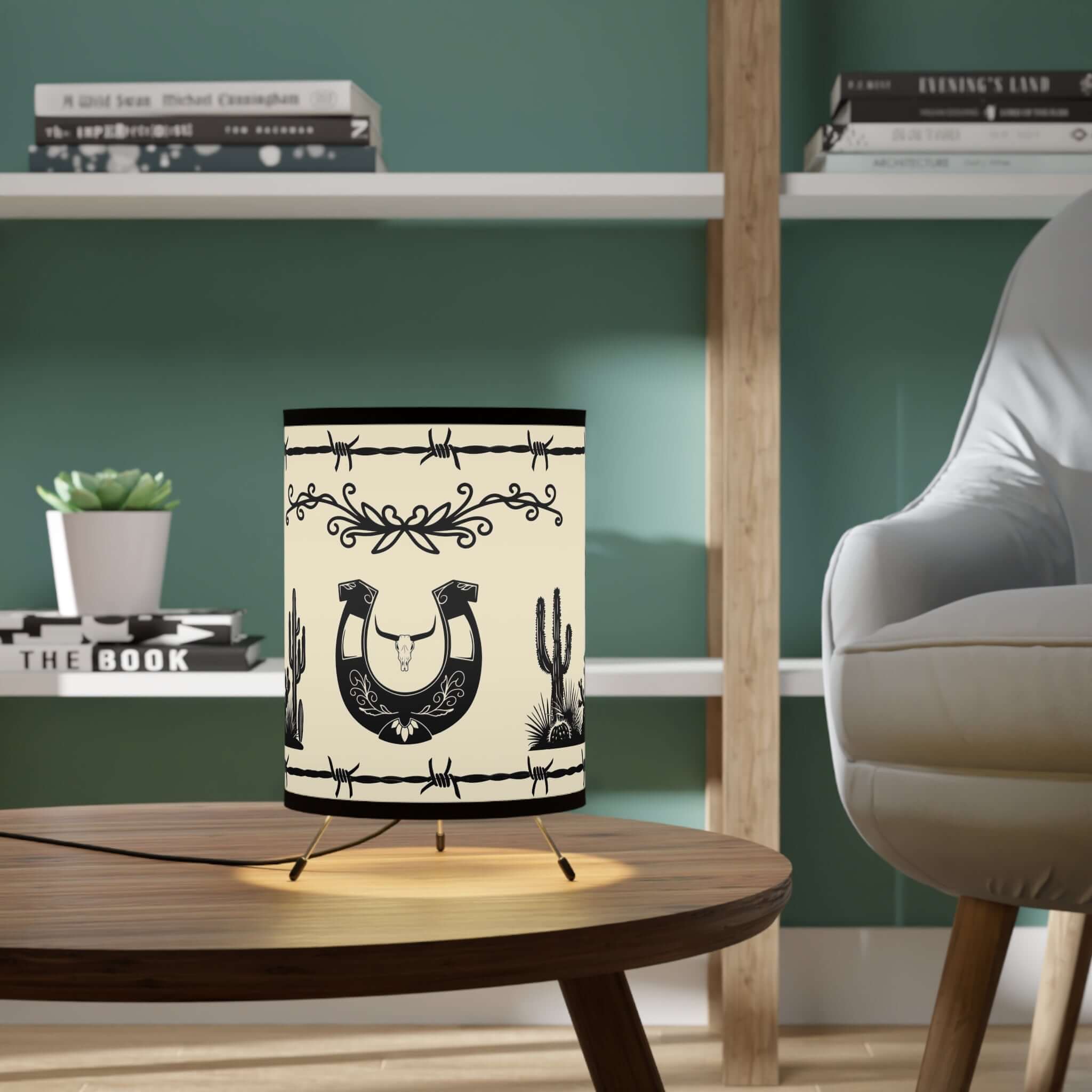 Western Cowboy Tripod Lamp — Western Printed Nightshade