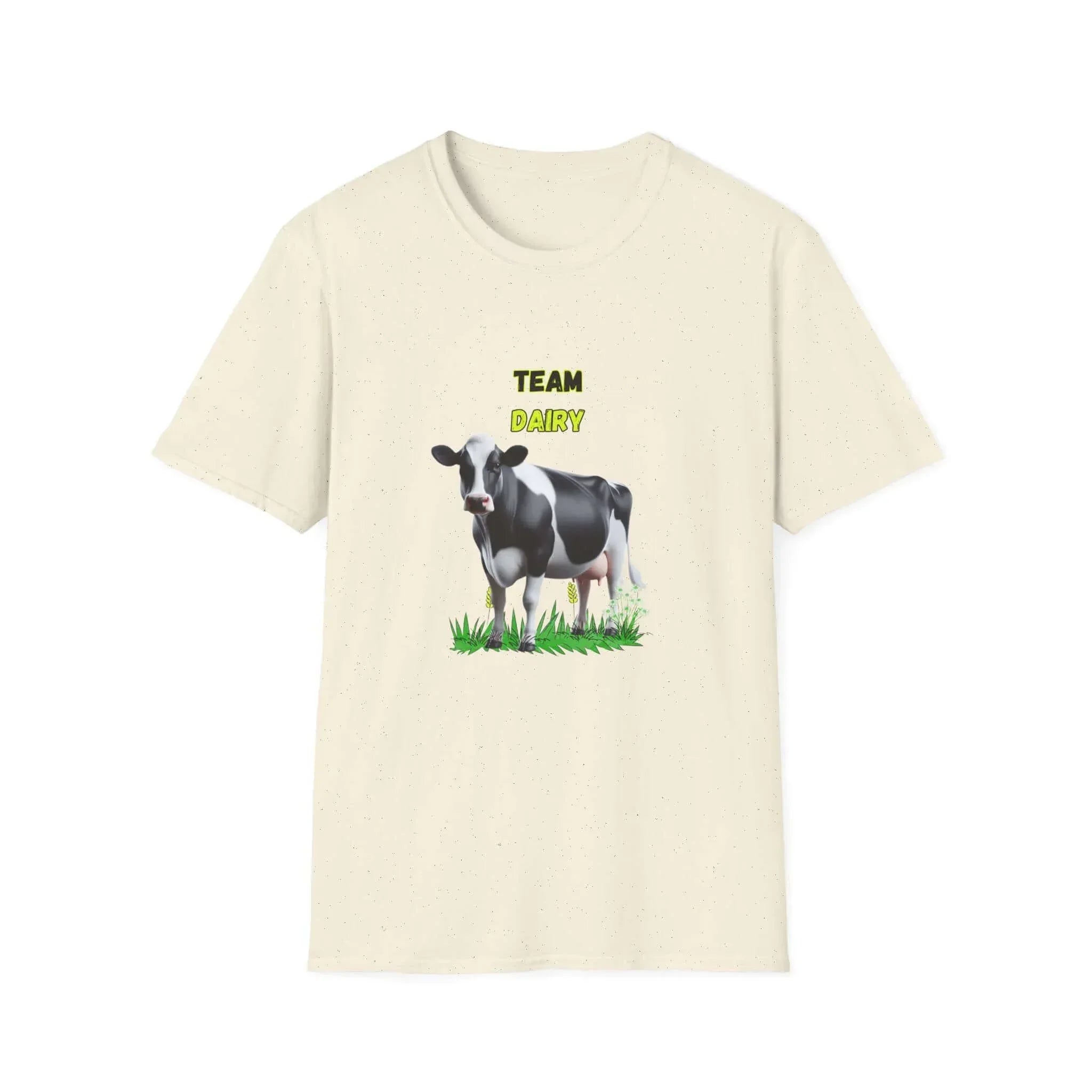 Team Dairy T-Shirt with cow graphic, perfect for dairy cattle farmers and livestock show enthusiasts.
