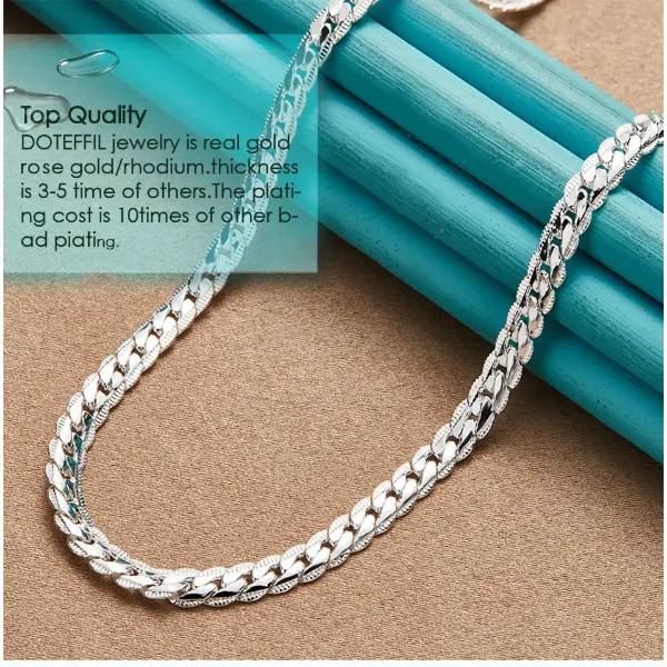 925 Sterling Silver Fashion Chain Necklace Necklace Gift for Women - Jewelry