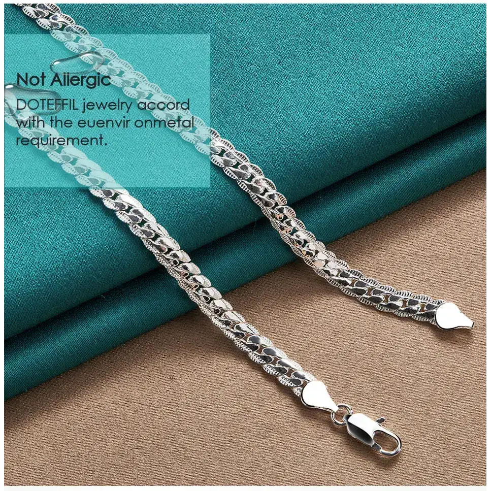 925 Sterling Silver Fashion Chain Necklace Necklace Gift for Women - Jewelry