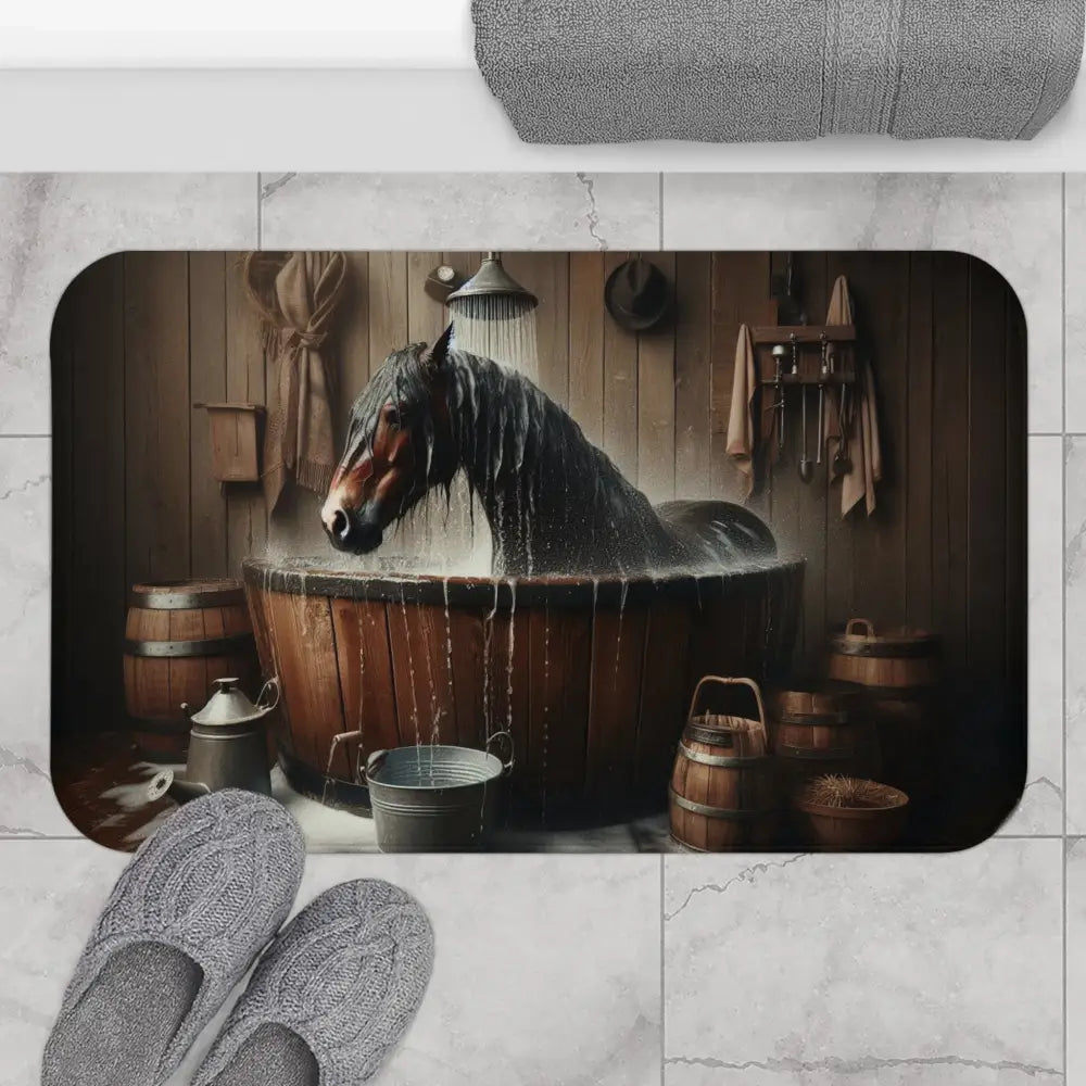 Oversize Horse Lovers Bathmat Country Home Gift Ideas Horse Bath Decor - 34’’ × 21’’ - Home Decor