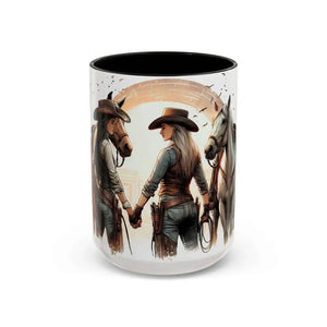 Best Friends Forever Cowgirl Coffee Mug Gift Funny Best BBF Friends Bestie Gift 15oz - 15oz / Black - Mugs