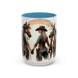 Best Friends Forever Cowgirl Coffee Mug Gift Funny Best BBF Friends Bestie Gift 15oz - 15oz / Light Blue - Mugs