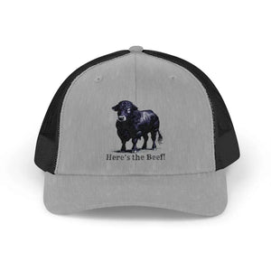 Black Angus Bull Snapback Truckers Hat Farmers and Rancher Cap - Heather Grey / Black / One size - Hats