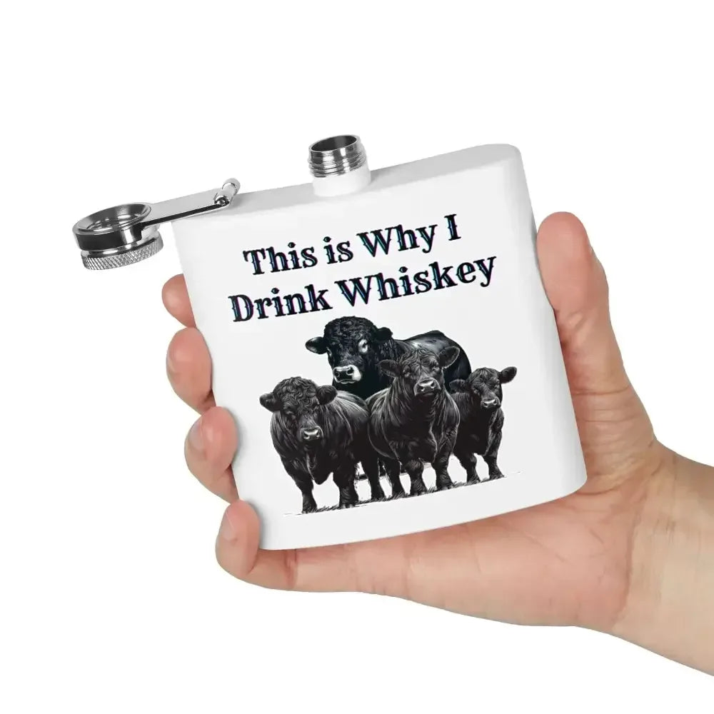 Black Angus Theme Whiskey Flask, Perfect Gift for Ranchers and Farmers - The Best New Thing