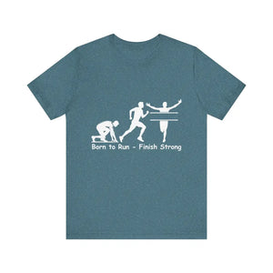 Born to Run Unisex Jersey Short Sleeve Shirt Runner Track Jogging T-Shirt Fitness Shirt - Heather Deep Teal / XS