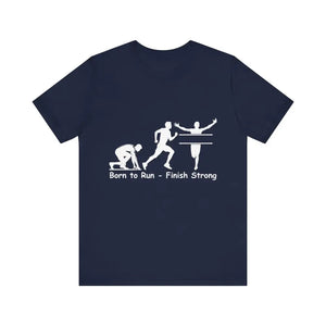 Born to Run Unisex Jersey Short Sleeve Shirt Runner Track Jogging T-Shirt Fitness Shirt - Navy / XS - T-Shirt