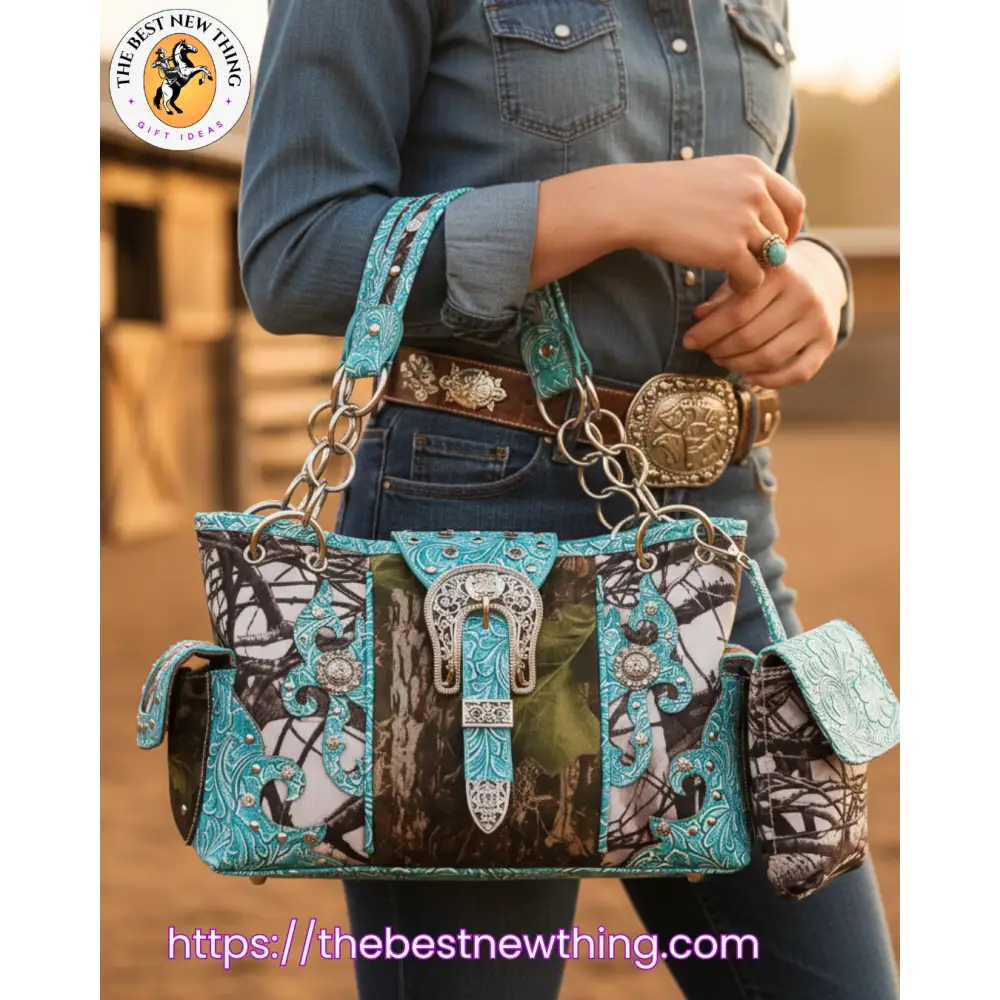 Camouflage Buckle Women Purse with Matching Wallet Set Western Handbags - Bags