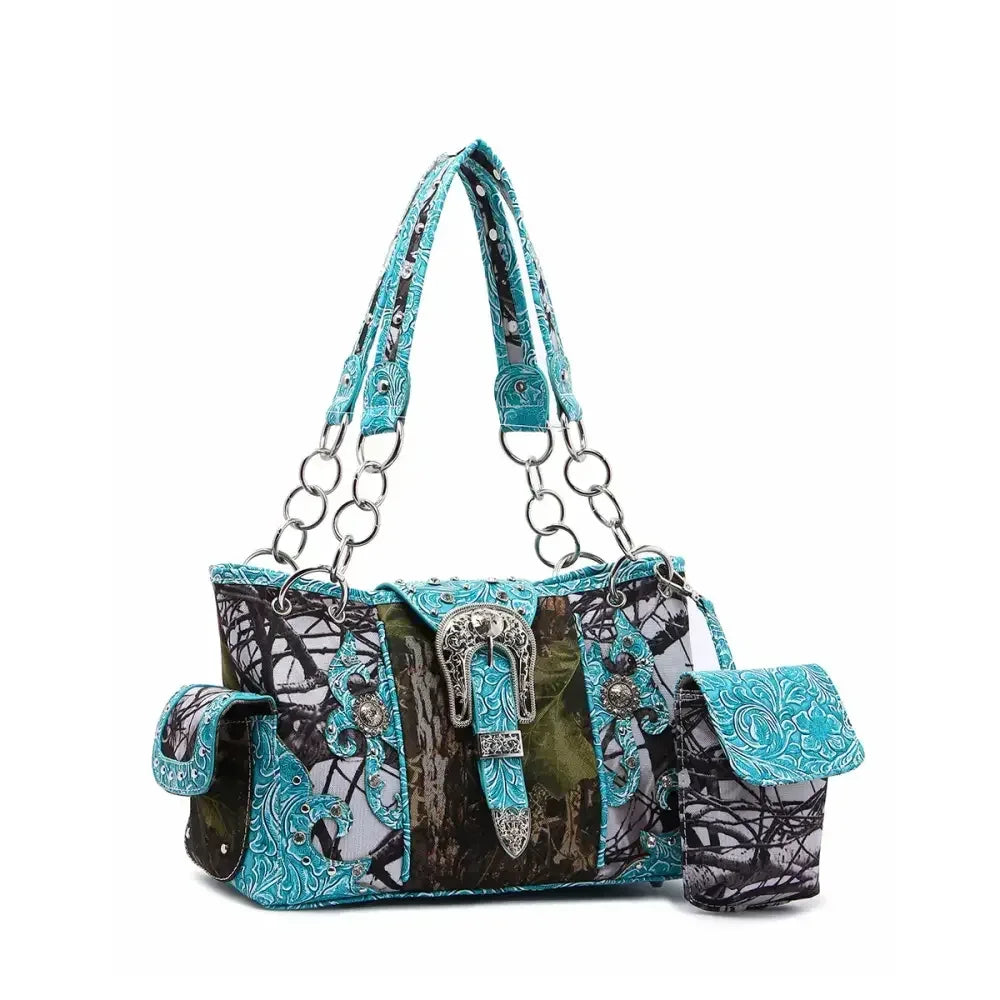 Camouflage Buckle Purse and Matching Wallet Set, Western Handbags - The Best New Thing