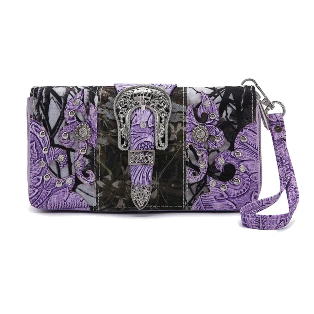 Camouflage Buckle Women Purse with Matching Wallet Set Western Handbags - Bags