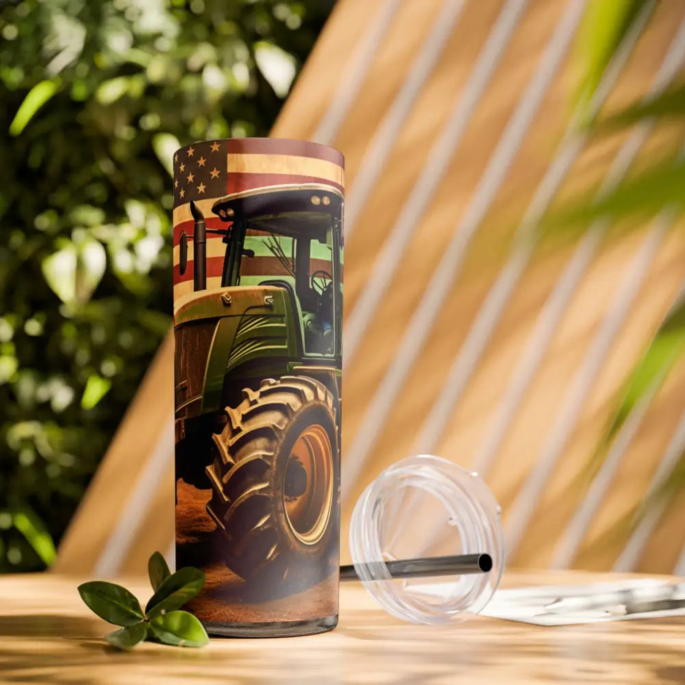 Classic Tractor Skinny Tumbler 20oz Farmhouse Drinkware Patriotic Gifts Ideal for Outdoors Gifts for Farmers BBQ