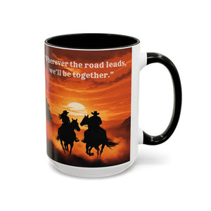 Country Western Mug Ride into the Sunset Inspirational Coffee Mug 15oz 2 Sided Cup Design - 15oz / Black - Mugs