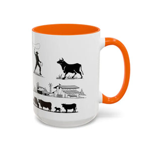 Cowboys Mugs Working Cow Coffee Mug Country Coffee Mugs Farm Gifts for Him 15oz - 15oz / Orange - Mug