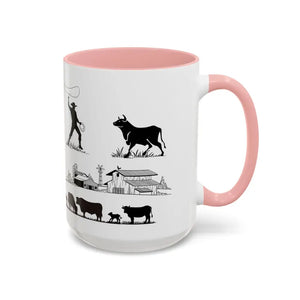 Cowboys Mugs Working Cow Coffee Mug Country Coffee Mugs Farm Gifts for Him 15oz - 15oz / Pink - Mug