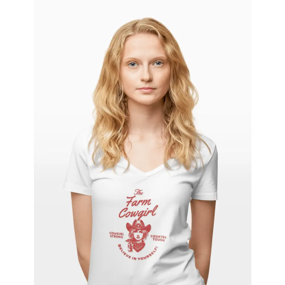 Cowgirl Strong V-Neck Shirt Country Tough Farm Girl Tee Motivational Believe in Yourself Girl T-Shirt - V-neck