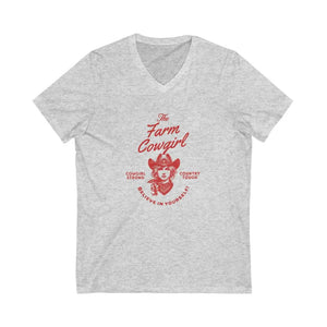 Cowgirl Strong V-Neck Shirt Country Tough Farm Girl Tee Motivational Believe in Yourself Girl T-Shirt - Ash / S - V-neck