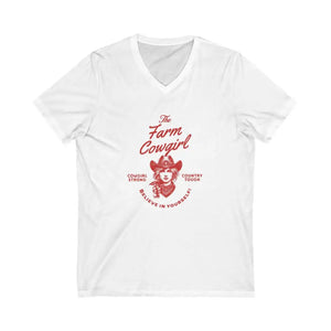 Cowgirl Strong V-Neck Shirt Country Tough Farm Girl Tee Motivational Believe in Yourself Girl T-Shirt - White / S