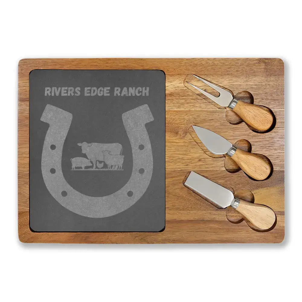 Engraved Charcuterie Board with Cheese Knives Inset Personalized Gifts - The Best New Thing