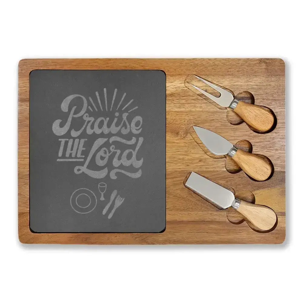 Engraved Charcuterie Board with Cheese Knives Inset Personalized Gifts - The Best New Thing