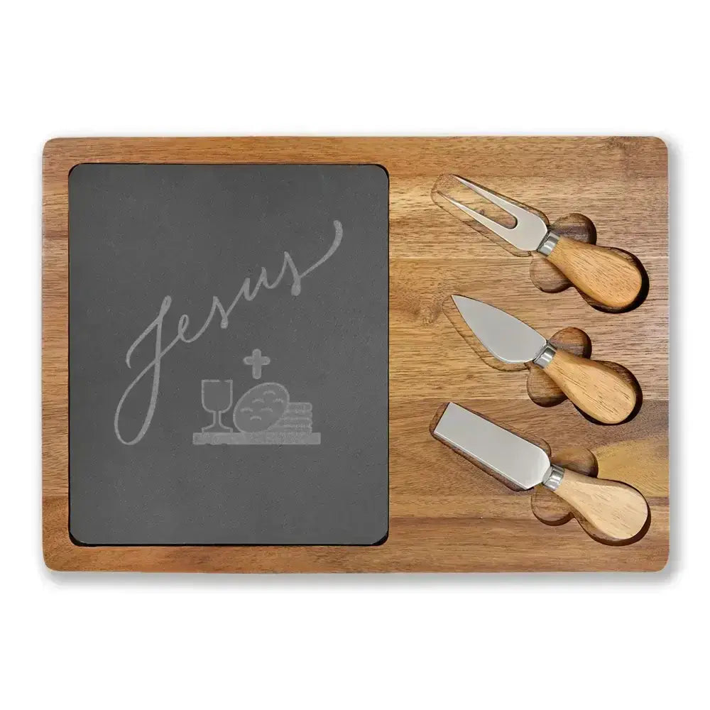 Engraved Charcuterie Board with Cheese Knives Inset Personalized Gifts - The Best New Thing