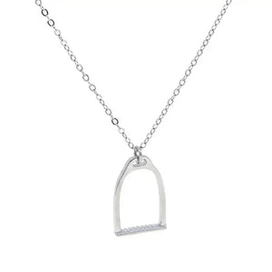 Equestrian Horseshoe Stirrup Necklace 925 Sterling Silver Jewelry - silver / 41 cm with 5cm - Jewelry