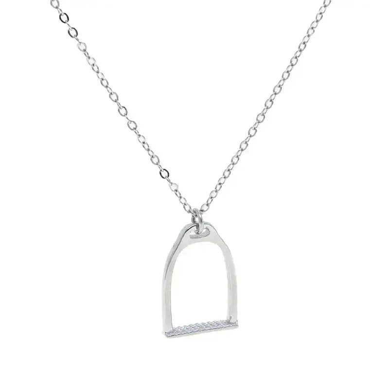 Equestrian Horseshoe Stirrup Necklace 925 Sterling Silver Jewelry - silver / 41 cm with 5cm - Jewelry