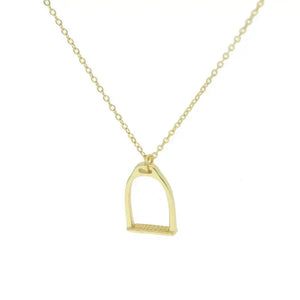 Equestrian Horseshoe Stirrup Necklace 925 Sterling Silver Jewelry - gold / 41 cm with 5cm - Jewelry