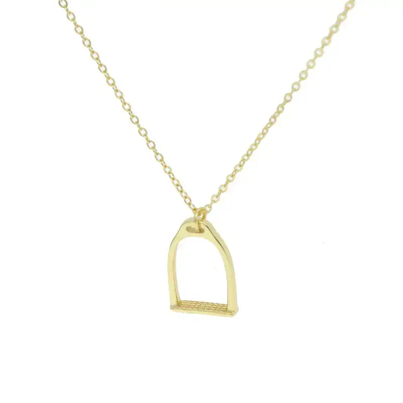 Equestrian Horseshoe Stirrup Necklace 925 Sterling Silver Jewelry - gold / 41 cm with 5cm - Jewelry
