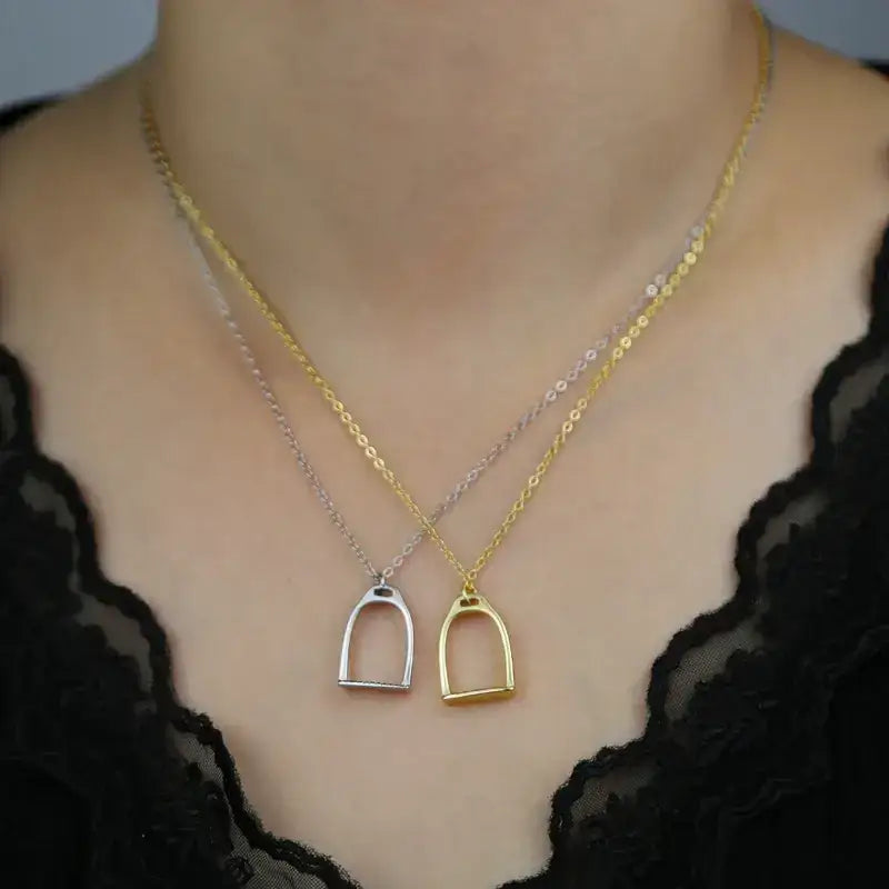 Equestrian Horseshoe Stirrup Necklace 925 Sterling Silver Jewelry - Jewelry