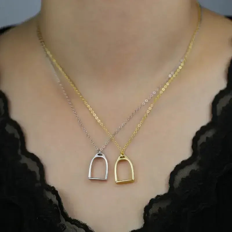 Horseshoe Stirrup Necklace, 925 Sterling Silver Equestrian Jewelry - The Best New Thing