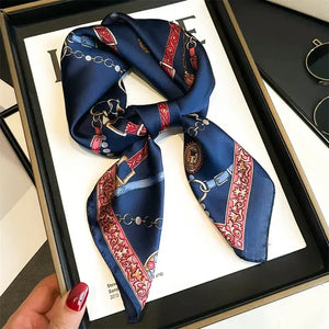 Equestrian Thin Square Neck Scarf Gift for Women Horse Lovers 27.5 x 27.5 inches - 2 / 70x70cm - Accessories