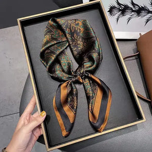 Equestrian Thin Square Neck Scarf Gift for Women Horse Lovers 27.5 x 27.5 inches - 7 / 70x70cm - Accessories