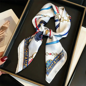 Equestrian Thin Square Neck Scarf Gift for Women Horse Lovers 27.5 x 27.5 inches - 3 / 70x70cm - Accessories