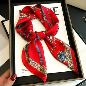 Equestrian Thin Square Neck Scarf Gift for Women Horse Lovers 27.5 x 27.5 inches - 1 / 70x70cm - Accessories