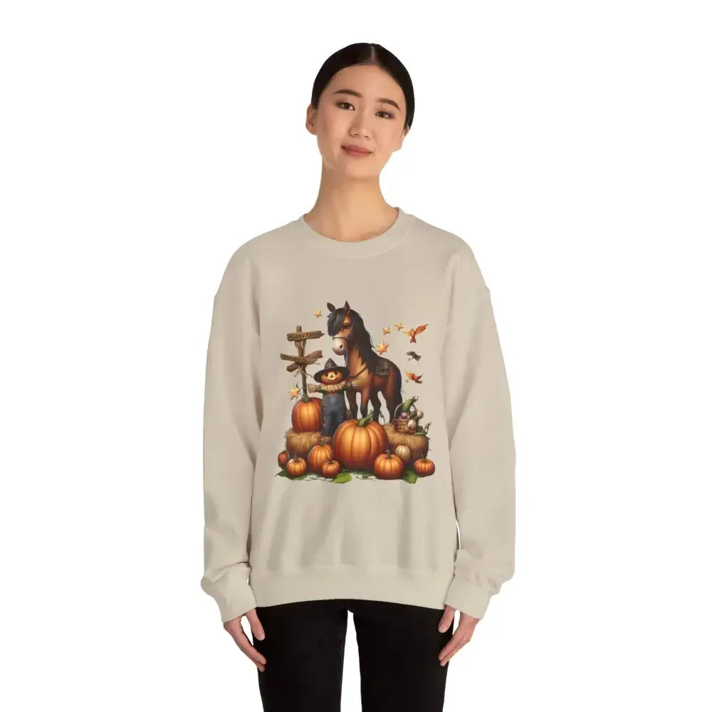 Fall Harvest Halloween Sweatshirt, Horse Autumn Farm Apparel - The Best New Thing
